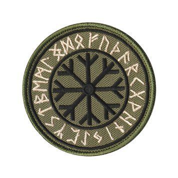 Вишитий шеврон патч "Runic circle Руничне коло" на липучці (олива) 257 фото