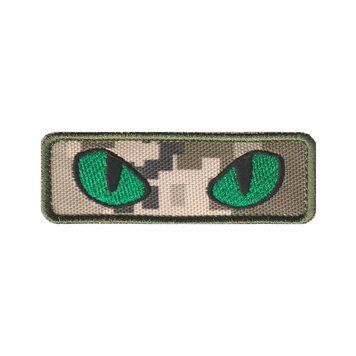 Вишитий шеврон на липучці "CAT EYES / Котячі очі" Піксель ММ14 із зеленими очима 329 фото