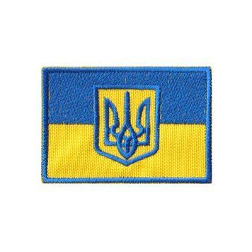 Вишитий шеврон "Прапор України з тризубом" на липучці 45 x 70 мм 1 фото