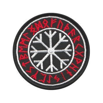Вишитий шеврон "Runic circle Руничне коло" на липучці (біла сніжинка) 74 фото