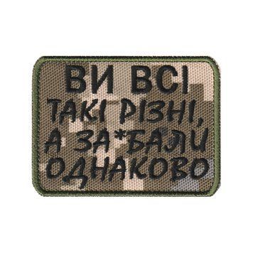 Вишитий шеврон "Ви всі такі різні" на липучці Піксель 281 фото