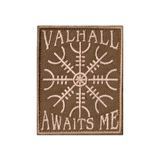Вишитий шеврон "Valhall Awaits Me / Шолом жаху" на липучці койот бежевий