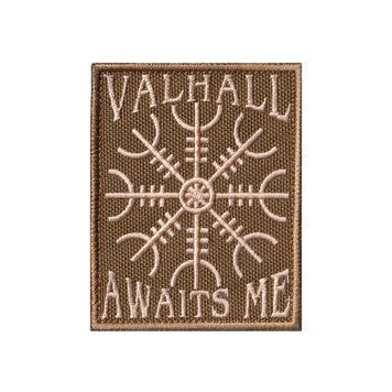 Вишитий шеврон "Valhall Awaits Me / Шолом жаху" на липучці койот бежевий 188 фото