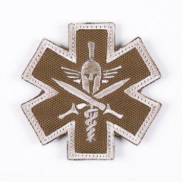 Вишитий шеврон Медична зірка Spartan койот 53 фото