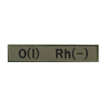 Вишитий нагрудний шеврон патч O(I) Rh(&ndash;) перша негативна група крові на липучці Олива 452 фото