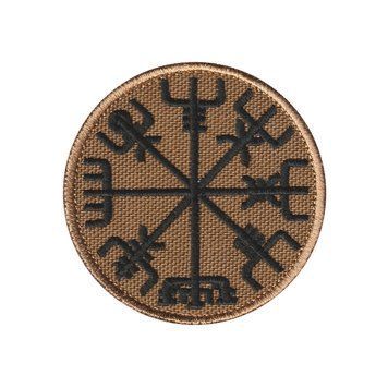 Вишитий шеврон "Компас Вікінгів Рунічний компас Vegvisir" на липучці (койот чоний) 252 фото