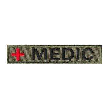 Вишитий нагрудний шеврон патч "MEDIC" на липучці Олива чорна 265 фото