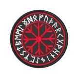 Вишитий шеврон патч "Runic circle Руничне коло" на липучці (червона сніжинка)