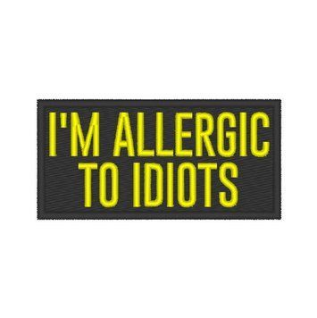 Вишитий шеврон I'm allergic to idiots чорно-жовта 63 фото