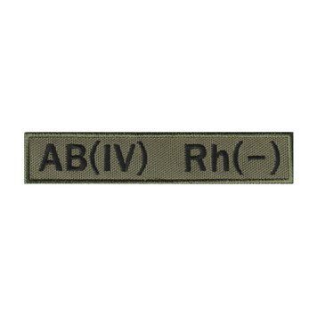 Вишитий шеврон AB(IV) Rh(&ndash;) четверта негативна група крові на липучці Олива 472 фото