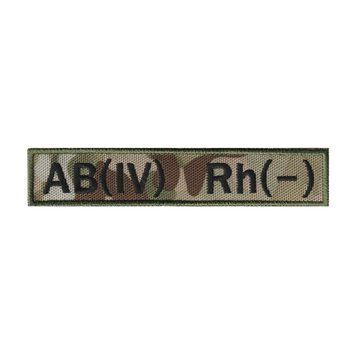 Вишитий шеврон AB(IV) Rh(-) четверта негативна група крові на липучці Мультикам/MultiCam 472 фото